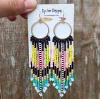 Image 4 of Southwestern Style Beaded Earrings | Beaded Boho Fringe Earrings