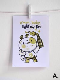 Image 1 of Light my fire - Grabado Artesanal (verde)