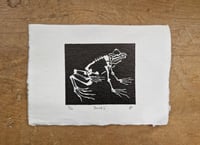 A6 'Buried 4' linocut print (frog) [20]