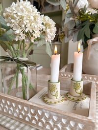 Image 1 of Painted Floral Candlesticks ( set of 2 )