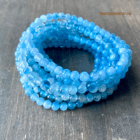 Image 4 of Aquamarine Crystal Bracelet, Gemstone Bracelet, Throat Chakra Stone, Great for Writers & Travelers 