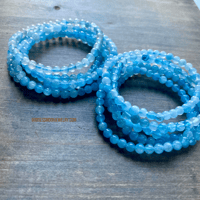 Image 5 of Aquamarine Crystal Bracelet, Gemstone Bracelet, Throat Chakra Stone, Great for Writers & Travelers 