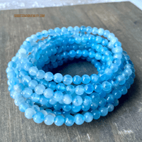 Image 1 of Aquamarine Crystal Bracelet, Gemstone Bracelet, Throat Chakra Stone, Great for Writers & Travelers 