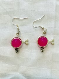 Pink and silver fish earrings 