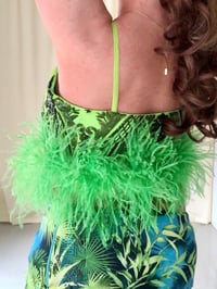 Image 6 of Green Sequin Ostrich Feather Crop Top