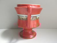 Image 3 of Antique 'Dickens Days' Pottery Vase (Trophy Urn Shape) Horse & Carriage Decor, Red, Age/Wear Defects