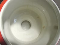 Image 21 of Antique 'Dickens Days' Pottery Vase (Trophy Urn Shape) Horse & Carriage Decor, Red, Age/Wear Defects