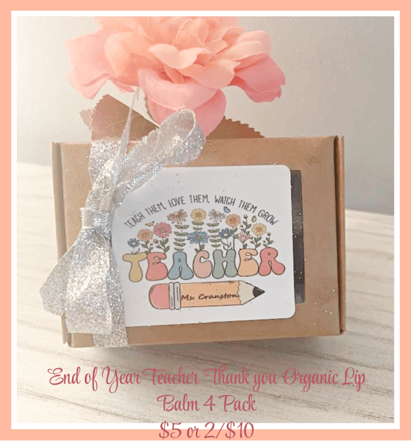 Image of End of Year Teacher Thank You 4 Pack Lip Balm Gift Set 