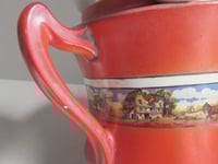Image 13 of Antique 'Dickens Days' Pottery Vase (Trophy Urn Shape) Horse & Carriage Decor, Red, Age/Wear Defects