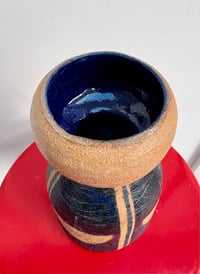 Image 3 of Blue and Raw Clay Modernist Vase