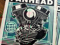 Image 2 of The Powerful Panhead Linocut Print (green edition) FREE SHIPPING