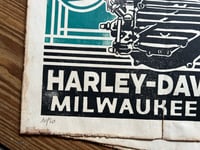 Image 4 of The Powerful Panhead Linocut Print (green edition) FREE SHIPPING