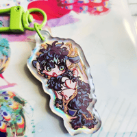Image 1 of Midoriya opaque holo keychain (Faun AU)