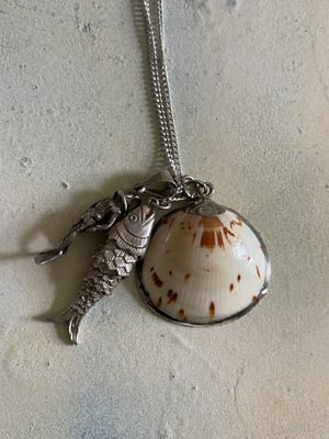 Image of Vintage necklace aquatic silver cluster of charms 