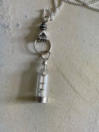 Image 7 of Vintage silver necklace with hand & ship in a bottle charms 
