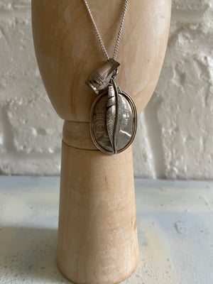 Image of Sterling Silver Necklace & Vintage Silver Feather, Jug, Cameo charms