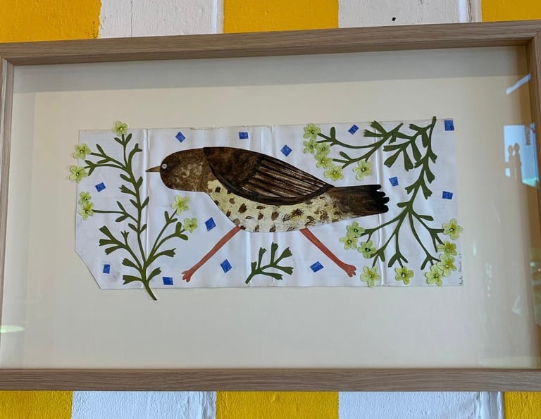 Thrush with Buttercups (FRAMED)