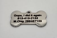 Image 4 of Deep Engraved Bone Pet ID Tag – Stainless Steel 1.5mm, Double Sided, Lifetime Warranty