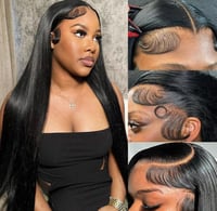 13x6 Lace Front Wigs Human Hair for Women 180 Density HD Transparent 28 Inch Straight Lace Front Wig