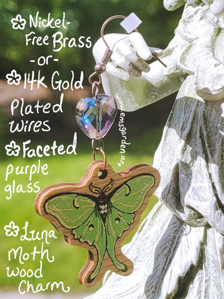 Image of Luna Moth Heart Earrings