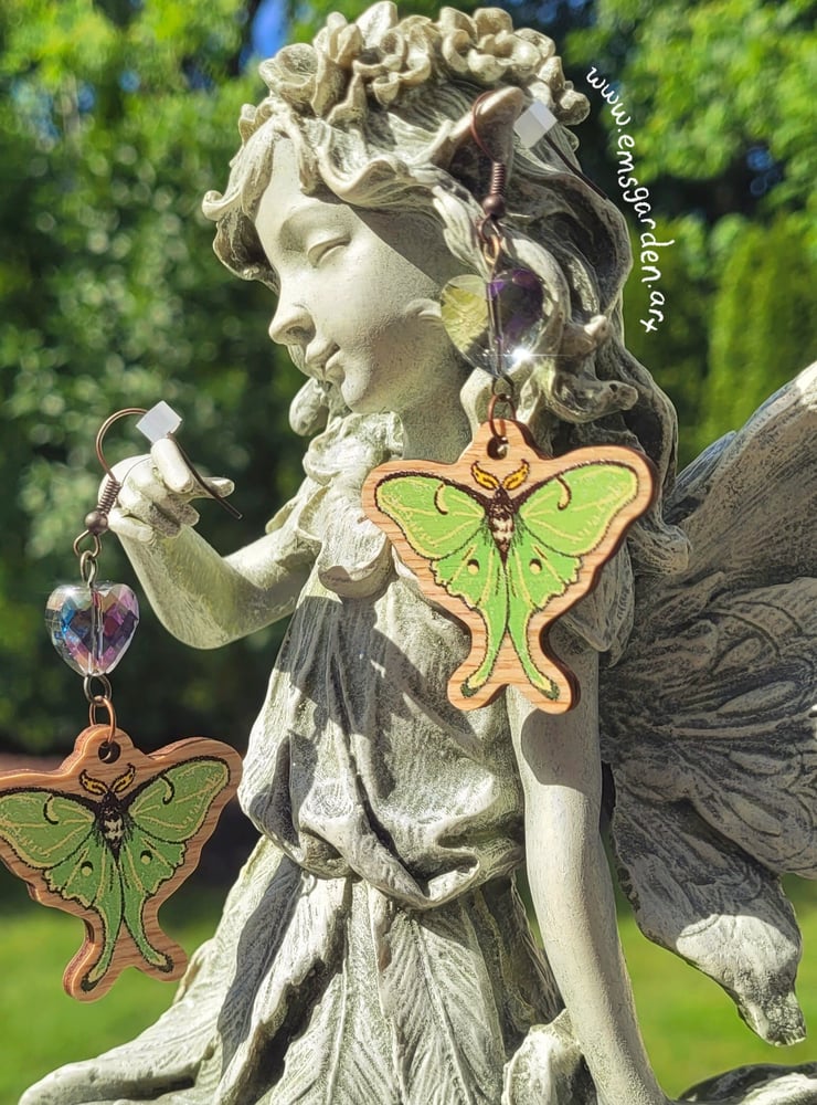 Image of Luna Moth Heart Earrings