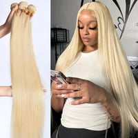 Image 1 of 100% Raw  Cuticle  Blonde Human Hair bundles #613 Platinum Blonde Hair weft 100G