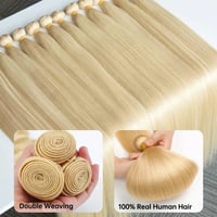 Image 4 of 100% Raw  Cuticle  Blonde Human Hair bundles #613 Platinum Blonde Hair weft 100G