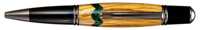 Gatsby Grand Twist Pen in Gun Metal Finish and Bethlehem Olive Wood Body and Emerald Isle Opal Inlay