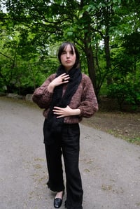 Image 1 of Arnprior Cable Ribbed Reversible Scarf of Merino Wool (shown  in black forest + more colours)