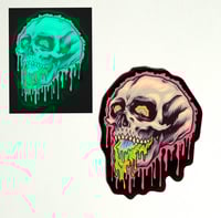 Image 1 of Glow In The Dark Skull Drooling Slime Matte Vinyl Sticker