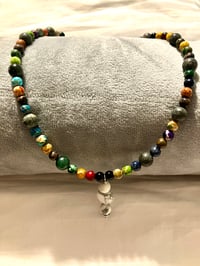 Imperial jasper and Howlite necklace with pendant 