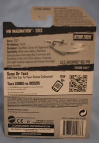 Image 3 of 2013 Hot Wheels White U.S.S. Enterprise NCC-1701 “Battle Damage” – Diecast Car NIP”
