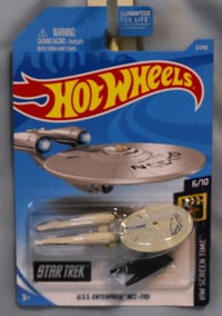 Image 1 of 2018 Hot Wheels Light Grey U.S.S. Enterprise NCC-1701 – Diecast Car NIP