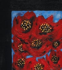 Image 3 of 'Poppies Crowded in a Window' - Acrylic on Canvas Panel, 8x10 Framed