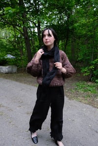 Image 3 of Arnprior Cable Ribbed Reversible Scarf of Merino Wool (shown  in black forest + more colours)