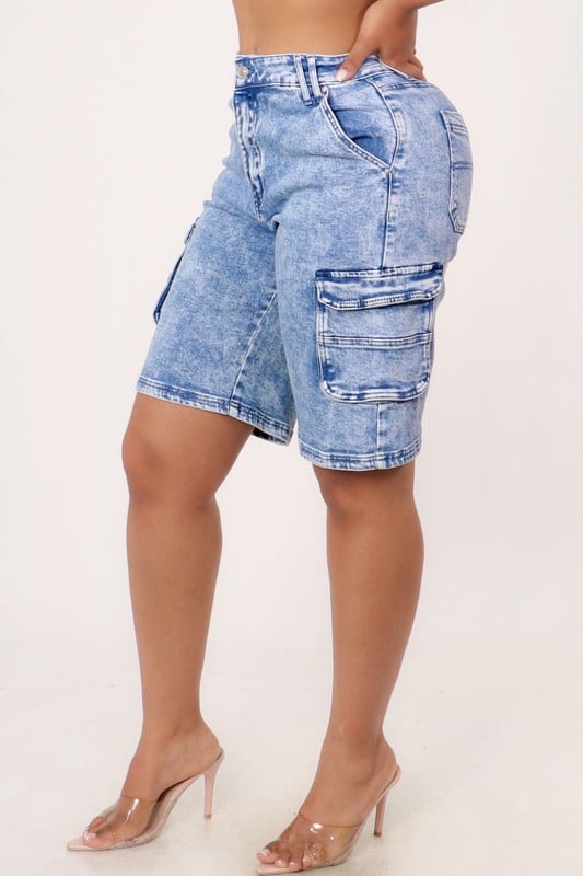 Image of acid wash cargo shorts