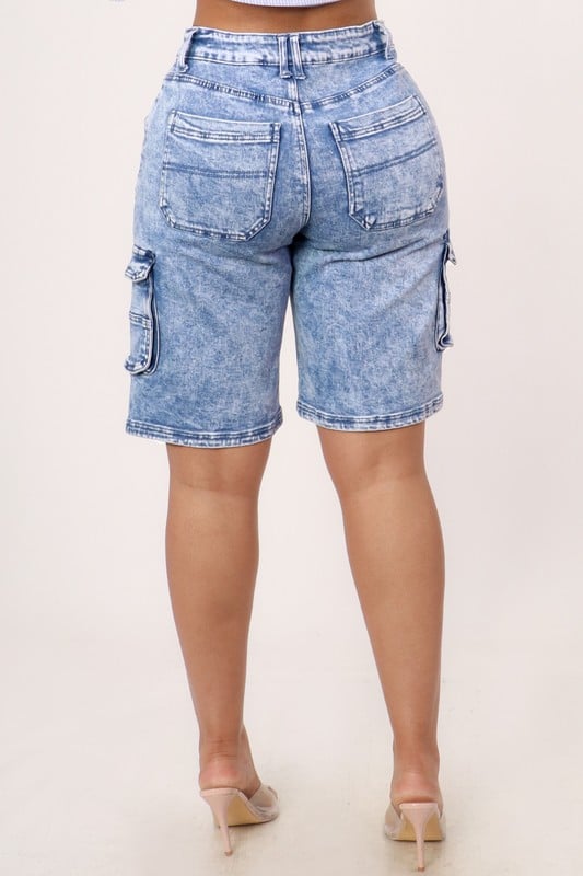 Image of acid wash cargo shorts