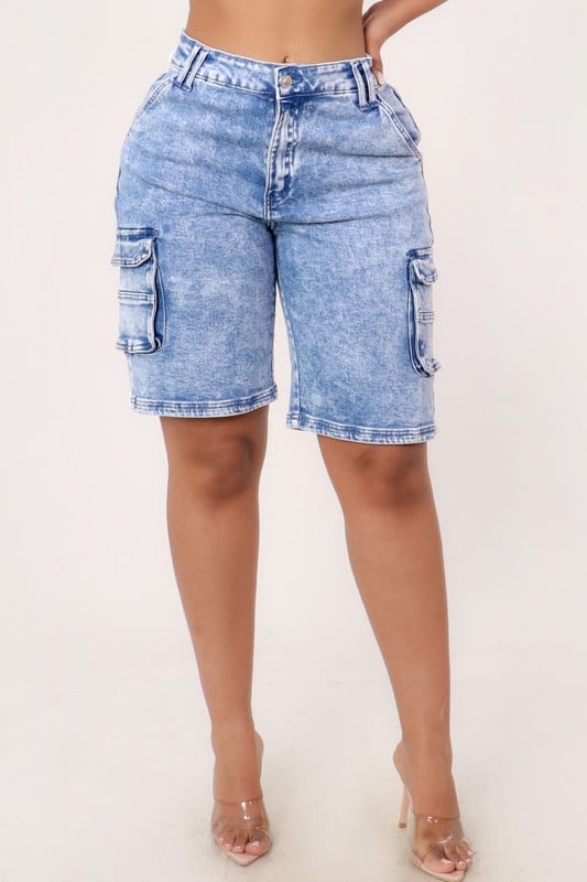 Image of acid wash cargo shorts