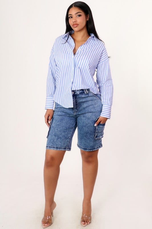 Image of acid wash cargo shorts (medium rinse)