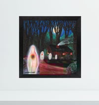 Image 2 of 'Souls Roaming At Night' - Glowing Shadows Acrylic on Canvas Panel, 8x8 Framed
