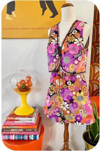 Image 3 of Velvet vest and snap button mini SET in Psychedelic Meadow pink