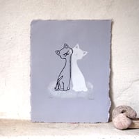 Image 1 of Black cat, white cat - rainbow edition - Linolschnitt