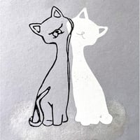 Image 3 of Black cat, white cat - rainbow edition - Linolschnitt