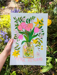 Image 1 of April Returns! Spring 3 colour riso print in A3 or A4