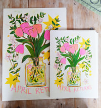 Image 5 of April Returns! Spring 3 colour riso print in A3 or A4