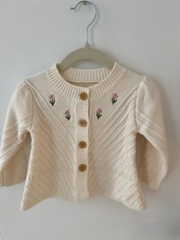 Image 1 of Cream Cardigan with Embroidered Flowers