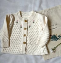 Image 2 of Cream Cardigan with Embroidered Flowers