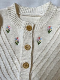 Image 3 of Cream Cardigan with Embroidered Flowers