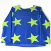 Blue and Green Star Fleece Jumper L