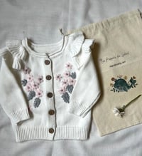 Image 2 of White Cardigan with Embroidered Flowers